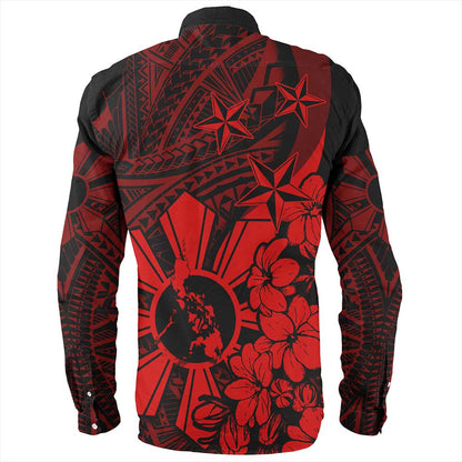 Philippines Long Sleeve Shirt Polynesian Pattern Filipino Sampaguita