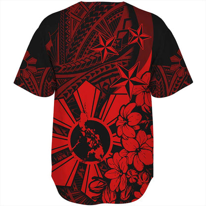 Philippines Baseball Shirt - Polynesian Pattern Filipino Sampaguita