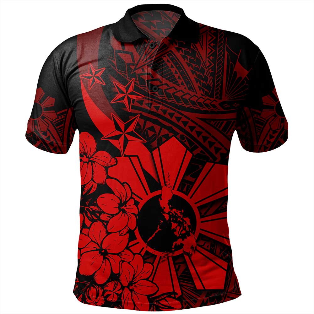 Philippines Polo Shirt Polynesian Pattern Filipino Sampaguita