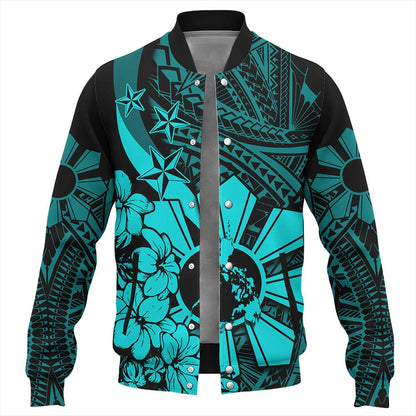 Philippines Baseball Jacket - Polynesian Pattern Filipino Sampaguita