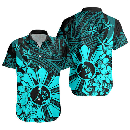 Philippines Short Sleeve Shirt Polynesian Pattern Filipino Sampaguita