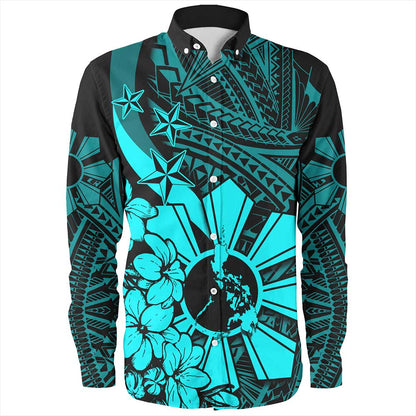 Philippines Long Sleeve Shirt Polynesian Pattern Filipino Sampaguita