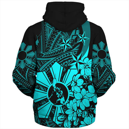 Philippines Sherpa Hoodie - Polynesian Pattern Filipino Sampaguita