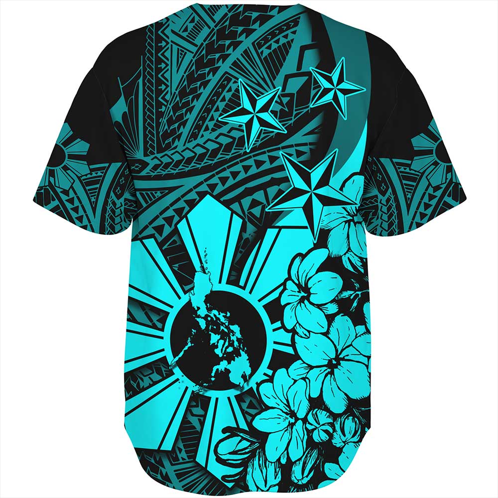 Philippines Baseball Shirt - Polynesian Pattern Filipino Sampaguita