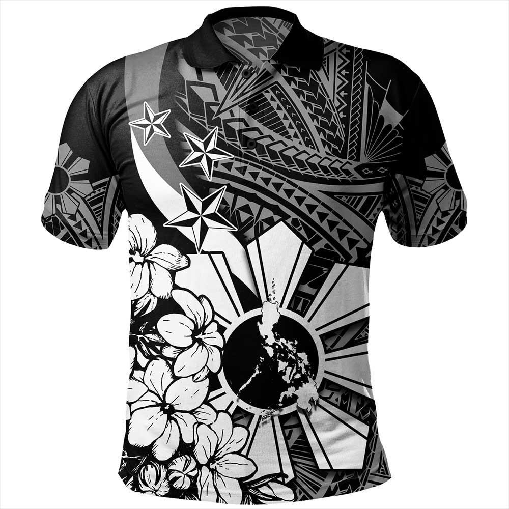 Philippines Polo Shirt Polynesian Pattern Filipino Sampaguita