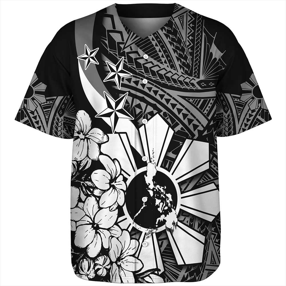 Philippines Baseball Shirt - Polynesian Pattern Filipino Sampaguita