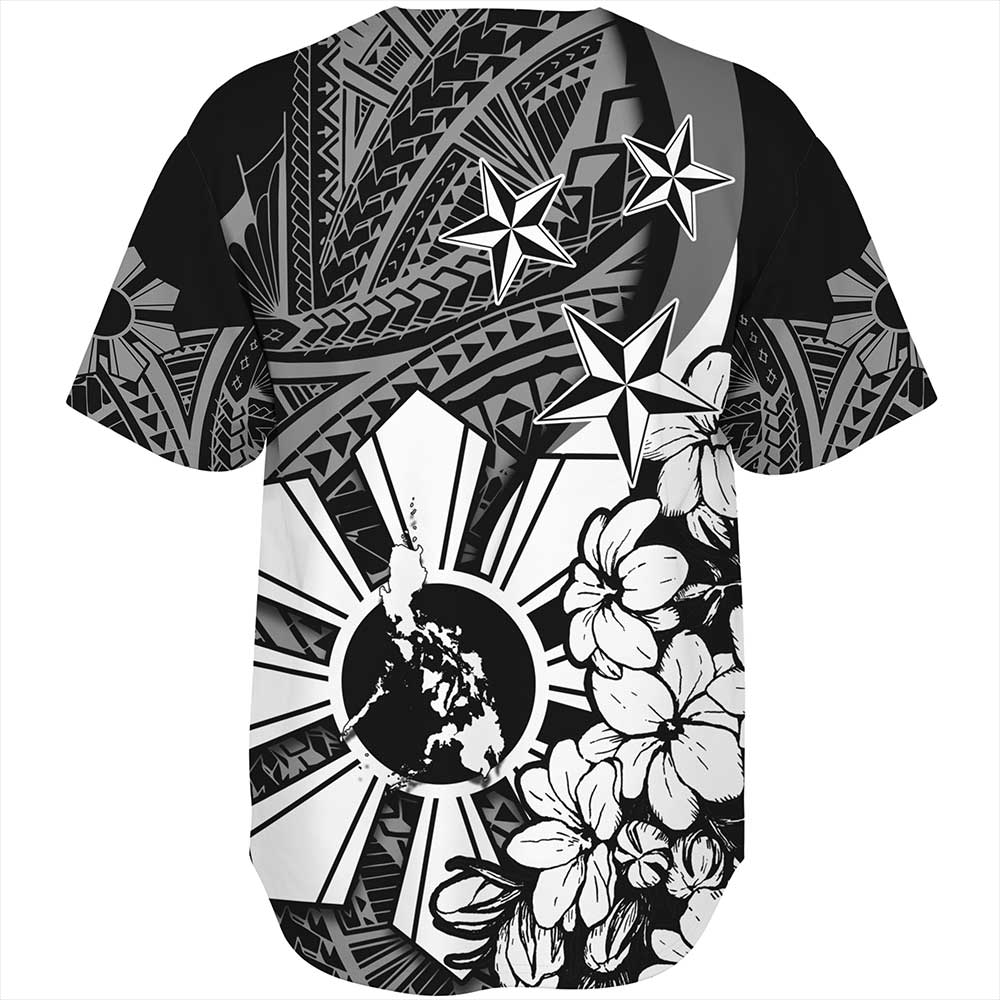 Philippines Baseball Shirt - Polynesian Pattern Filipino Sampaguita