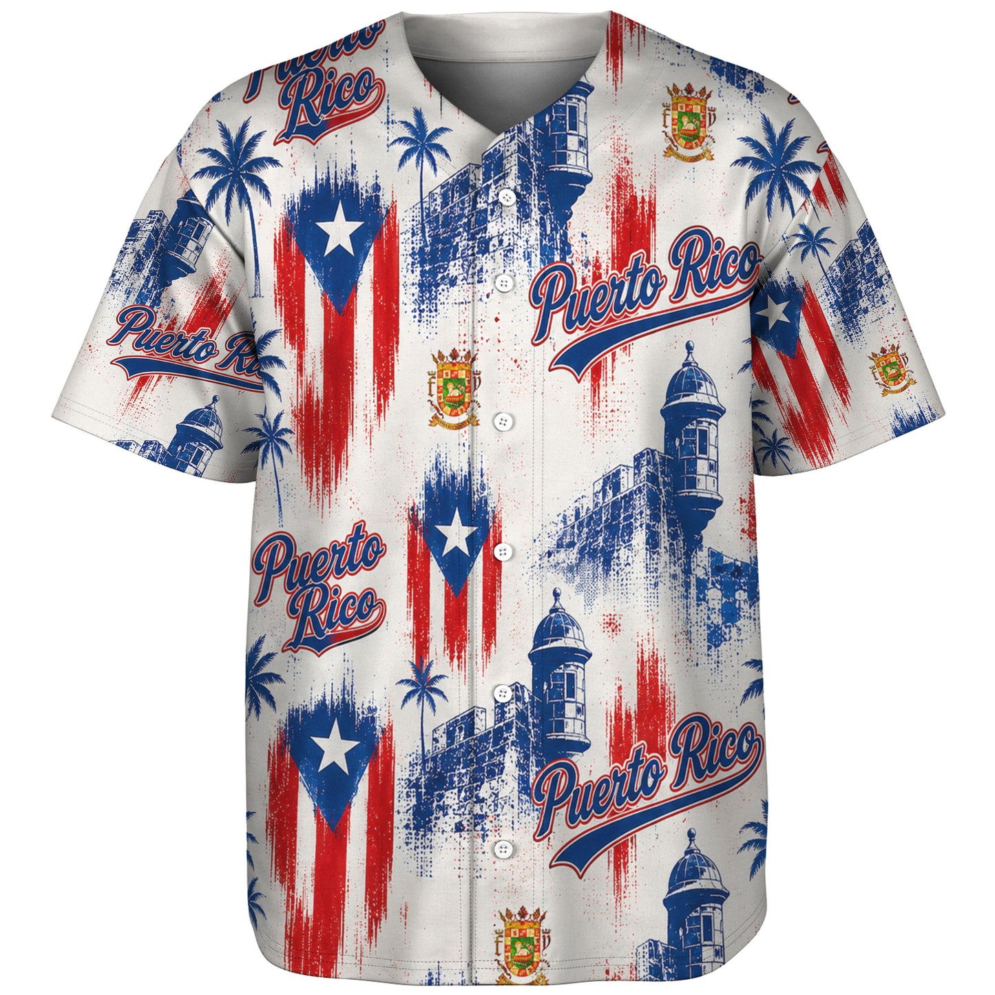 Puerto Rico Baseball Shirt PR Flag and Coat Of Arms