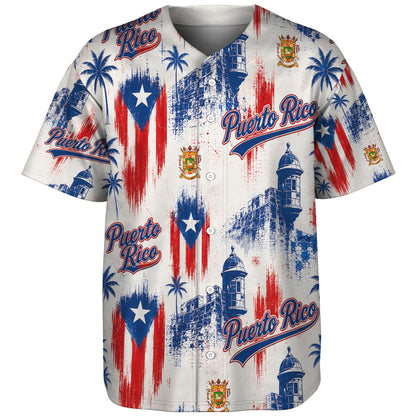 Puerto Rico Baseball Shirt PR Flag and Coat Of Arms