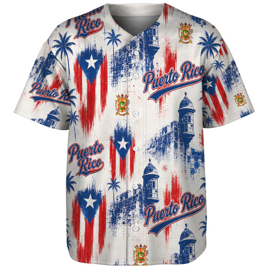 Puerto Rico Baseball Shirt PR Flag and Coat Of Arms
