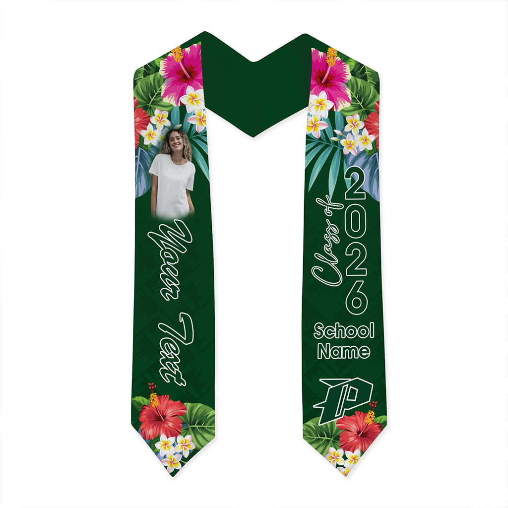 Hawaii Graduation Stole Custom Pahoa High and Intermediate School Class 2026 Tropical Hibiscus Island Style