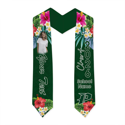 Hawaii Graduation Stole Custom Pahoa High and Intermediate School Class 2026 Tropical Hibiscus Island Style