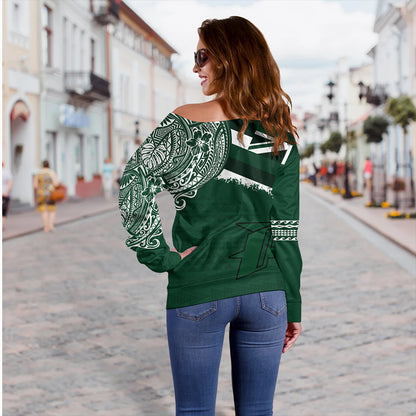 Hawaii Off Shoulder Sweatshirt Pahoa High and Intermediate School With Crest Style