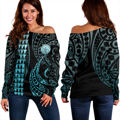 Palau Off Shoulder Sweatshirt Kakau Style Ver.1