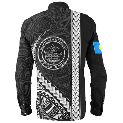 Palau Long Sleeve Shirt Tribal Micronesian Coat Of Arms