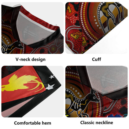 Papua New Guinea And Australia Birds Of Paradise With Aboriginal Rugby Jersey