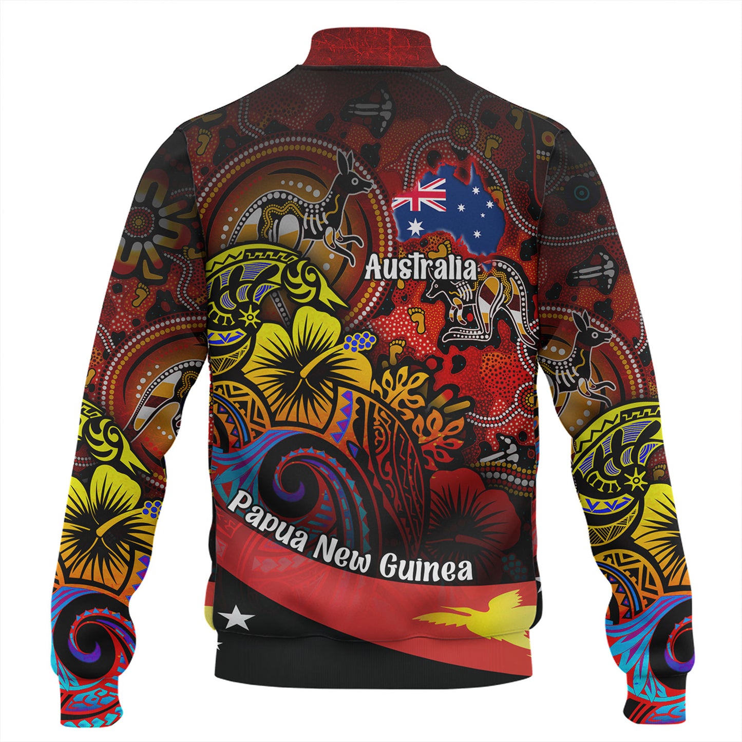 Papua New Guinea And Australia Birds Of Paradise With Aboriginal Baseball Jacket