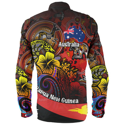 Papua New Guinea And Australia Birds Of Paradise With Aboriginal Long Sleeve Shirt