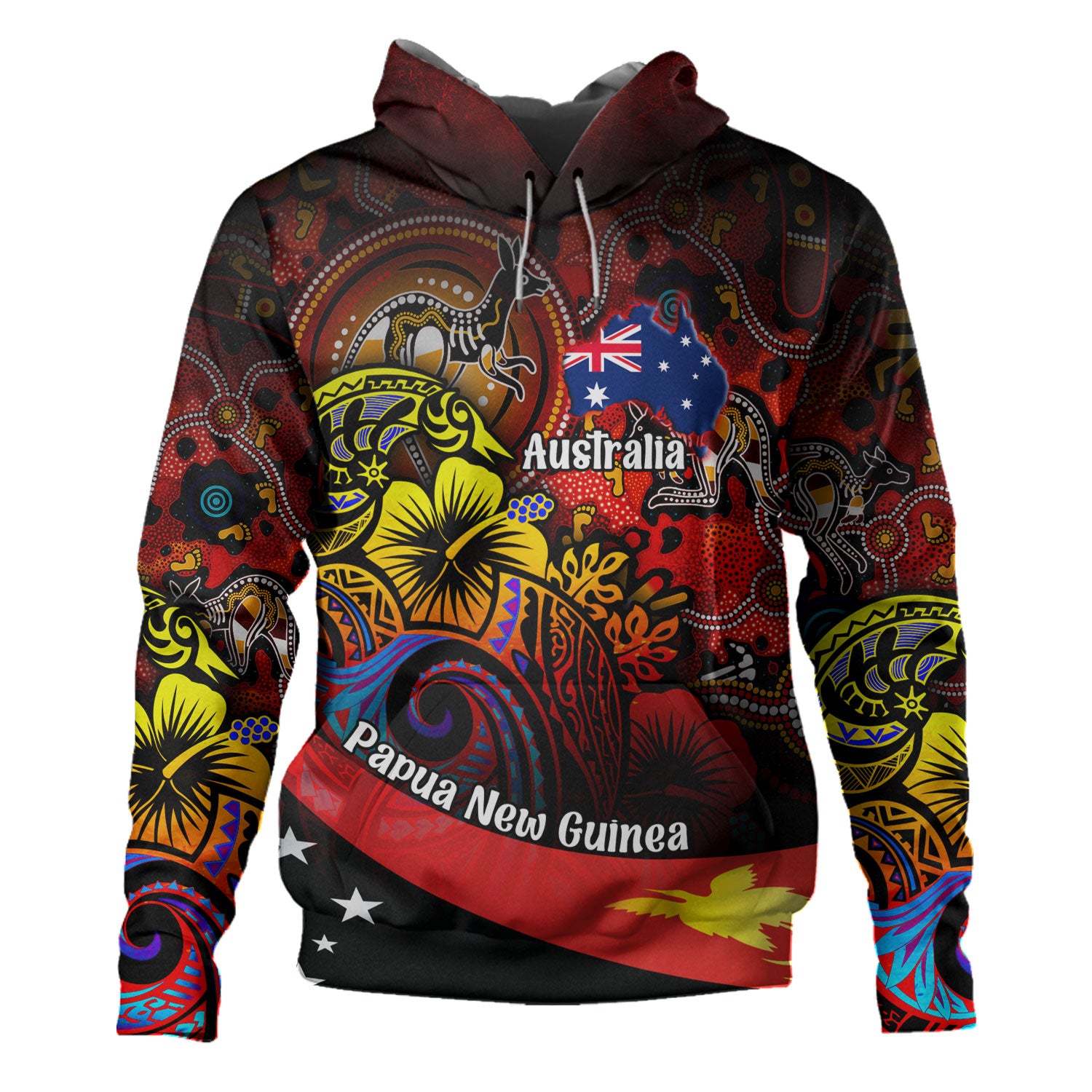 Papua New Guinea And Australia Birds Of Paradise With Aboriginal Hoodie