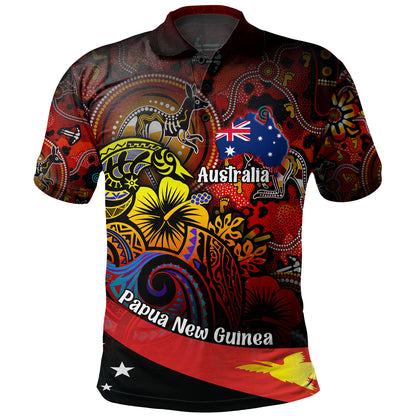 Papua New Guinea And Australia Birds Of Paradise With Aboriginal Polo Shirt