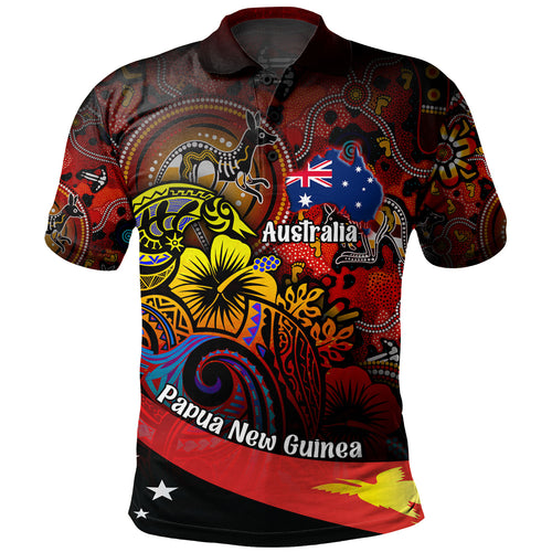 Papua New Guinea And Australia Birds Of Paradise With Aboriginal Polo Shirt