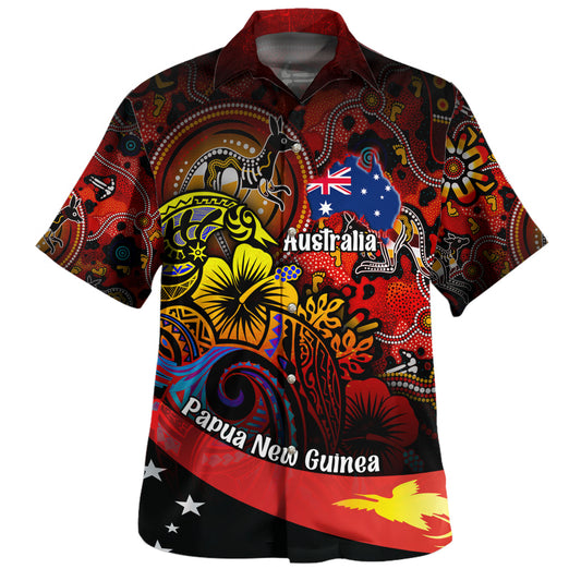 Papua New Guinea And Australia Birds Of Paradise With Aboriginal Hawaiian Shirt