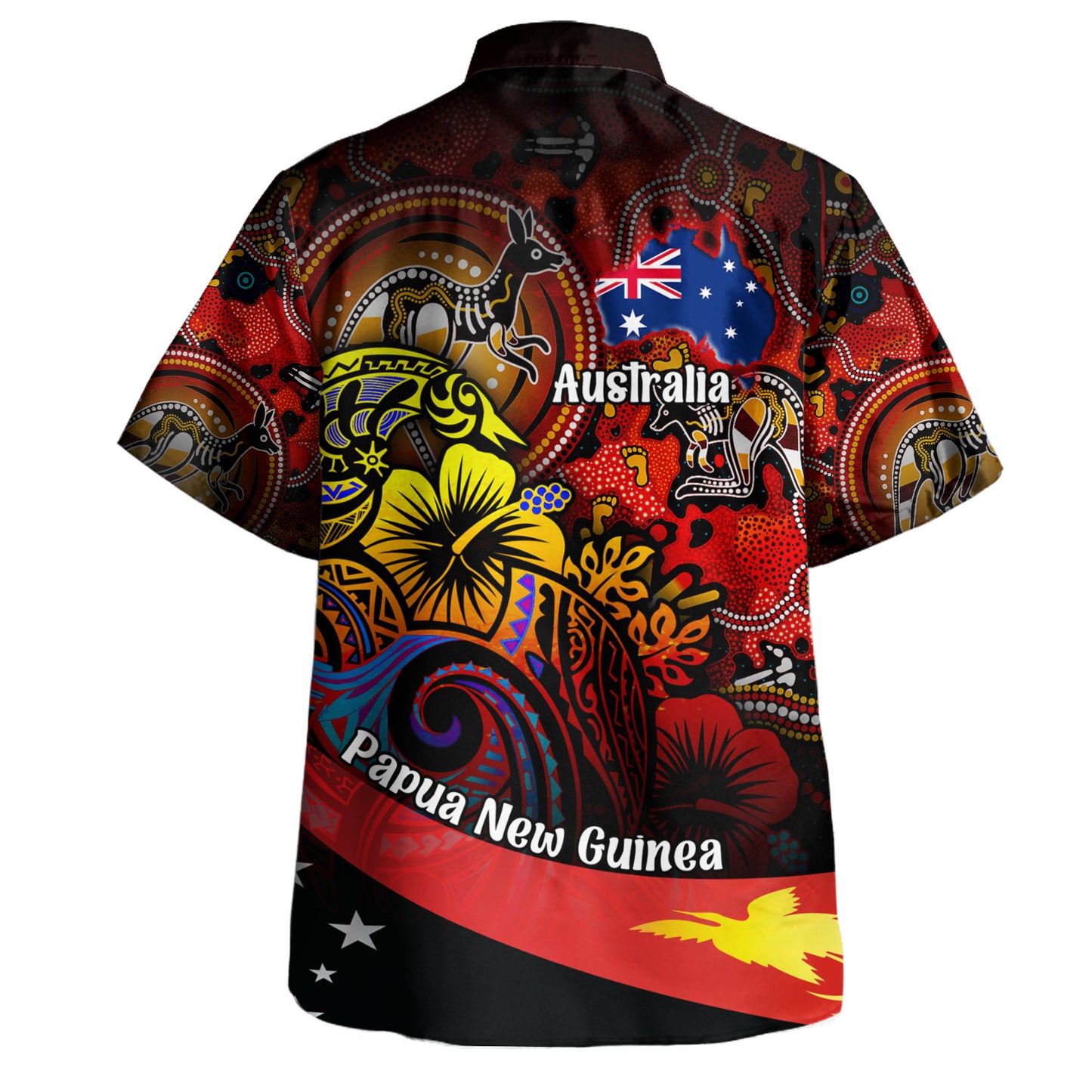 Fiji And Australia Hawaiian Shirt Fijian Flag Tapa Patterns With Aboriginal Kangaroo