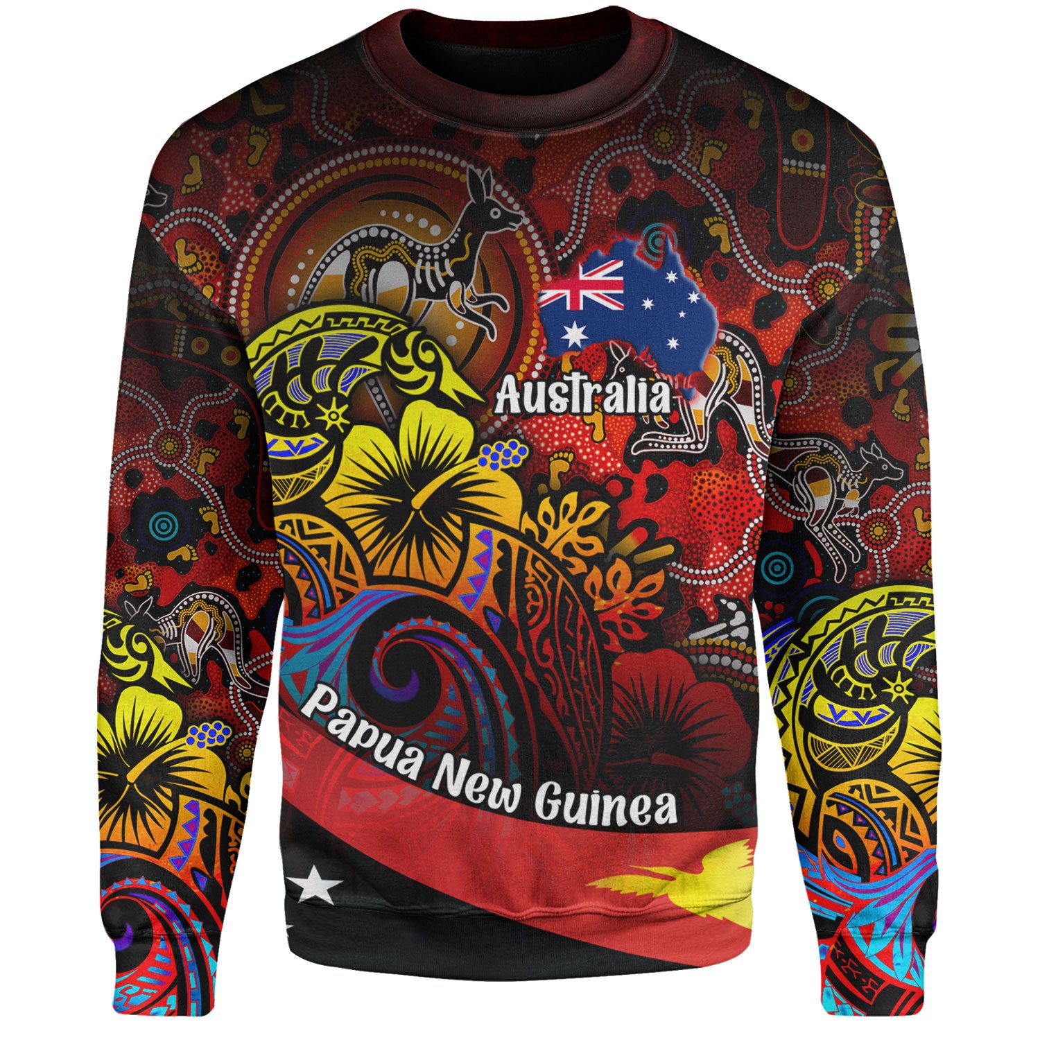 Papua New Guinea And Australia Birds Of Paradise With Aboriginal Sweatshirt