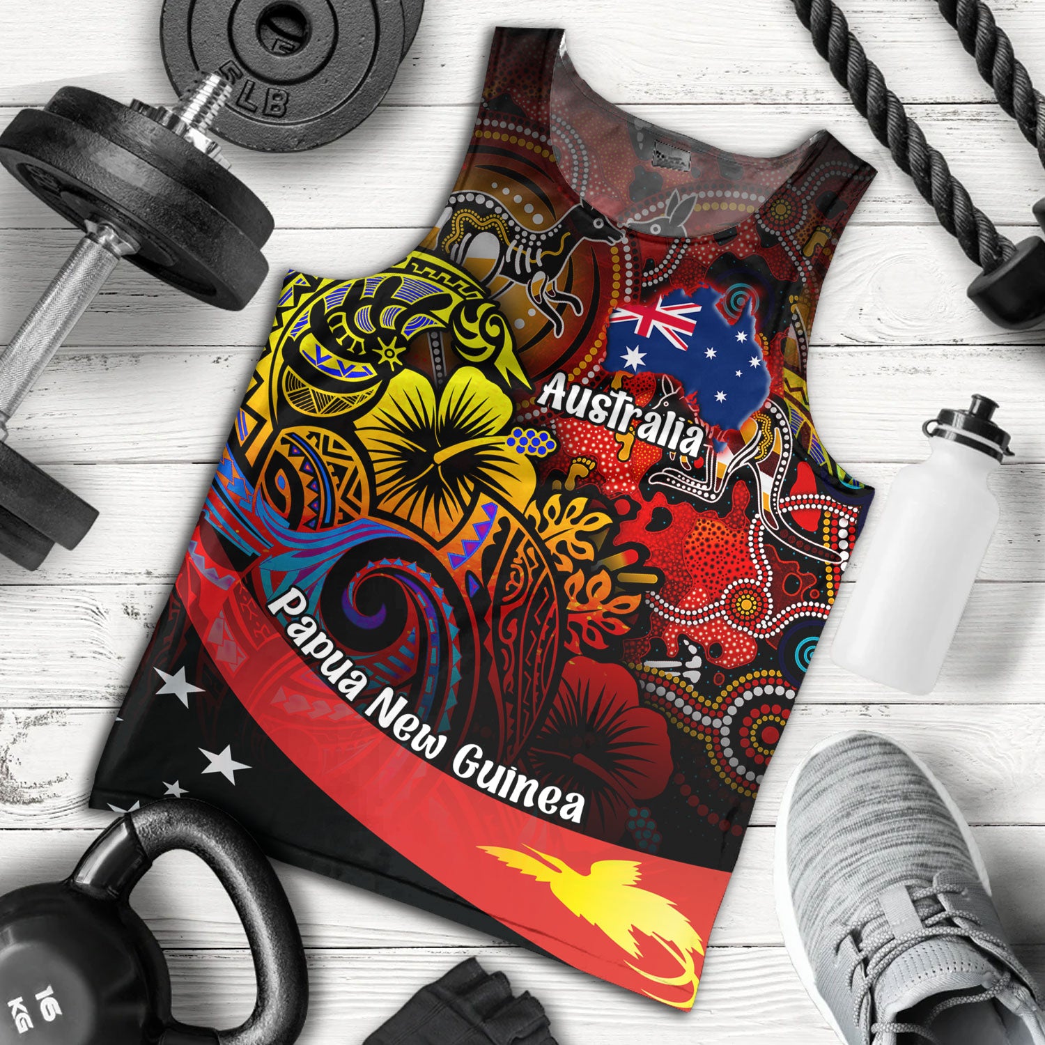 Papua New Guinea And Australia Birds Of Paradise With Aboriginal Tank Top