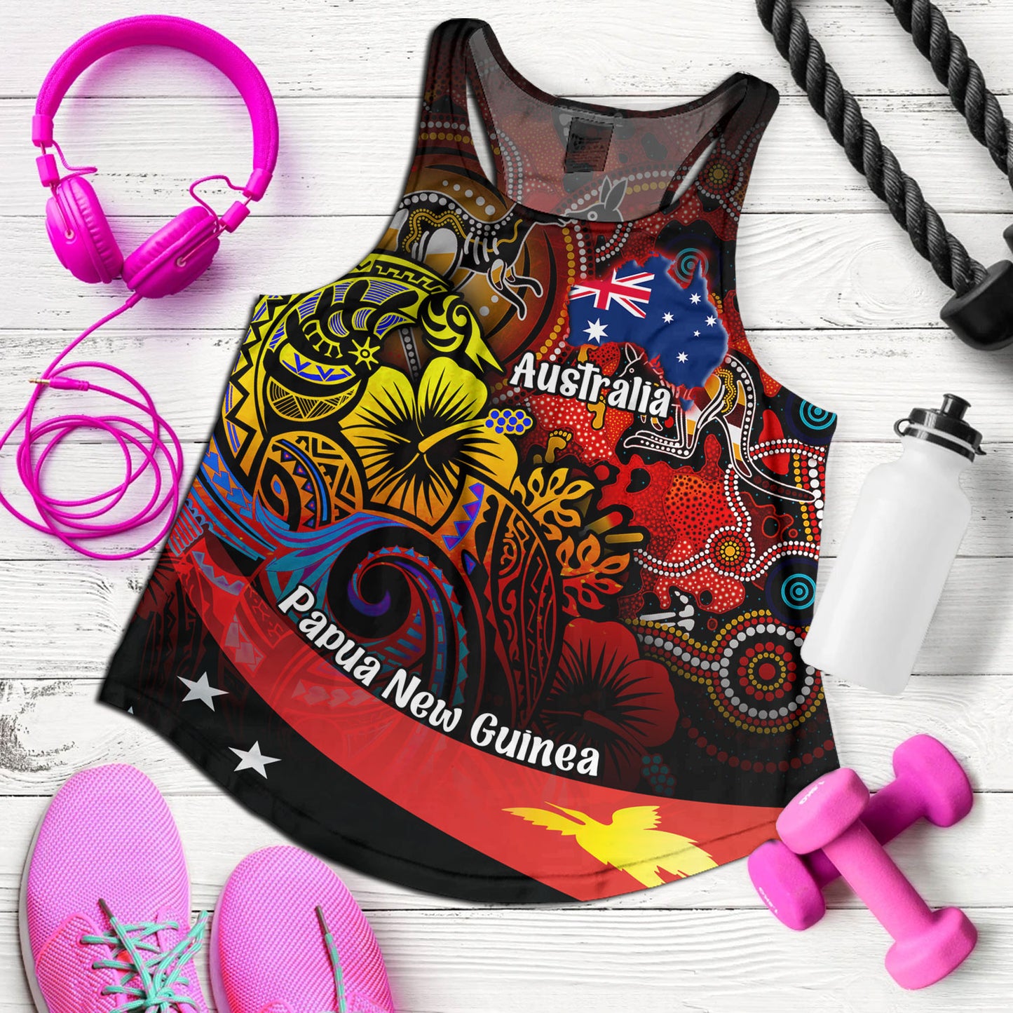 Papua New Guinea And Australia Birds Of Paradise With Aboriginal Women Tank