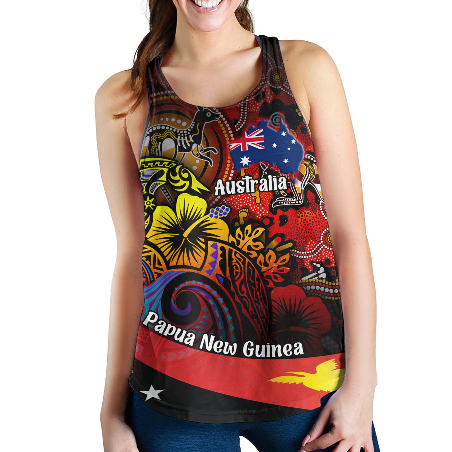 Papua New Guinea And Australia Birds Of Paradise With Aboriginal Women Tank