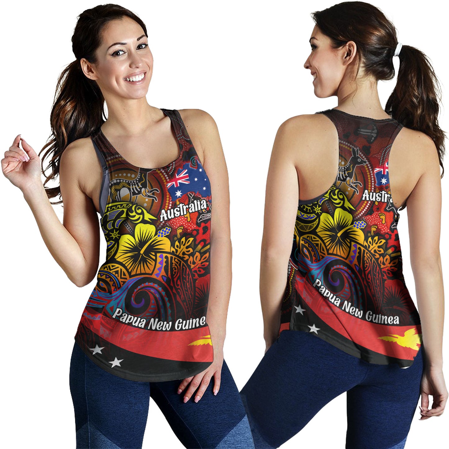 Papua New Guinea And Australia Birds Of Paradise With Aboriginal Women Tank