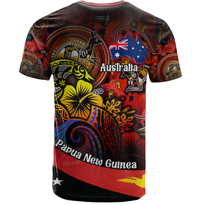 Papua New Guinea And Australia Birds Of Paradise With Aboriginal T-Shirt