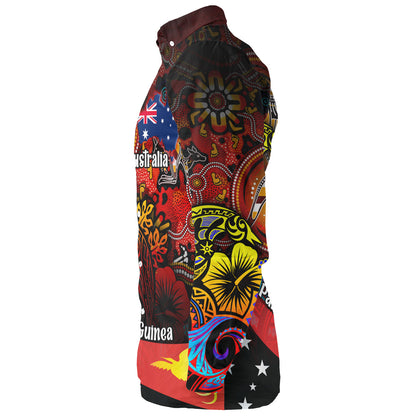 Papua New Guinea And Australia Birds Of Paradise With Aboriginal Long Sleeve Shirt