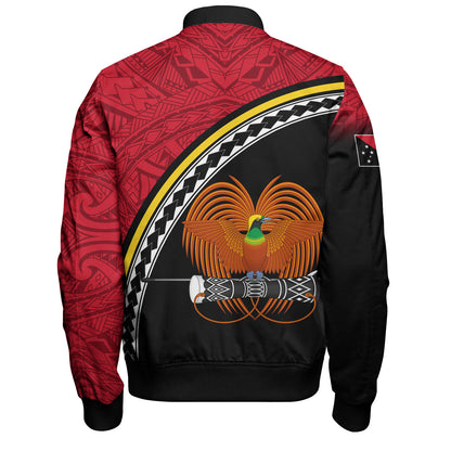 Papua New Guinea Custom Personalised Bomber Jacket Polynesian Tribal Patterns Curve Style