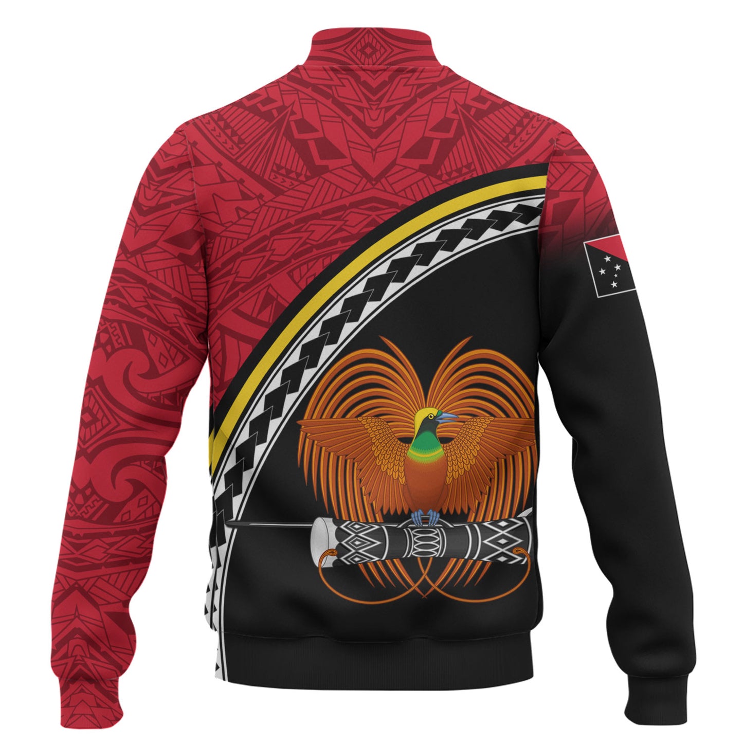 Papua New Guinea Custom Personalised Baseball Jacket Polynesian Tribal Patterns Curve Style