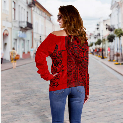 Papua New Guinea Off Shoulder Sweatshirt Tapa Pattern Half Concept