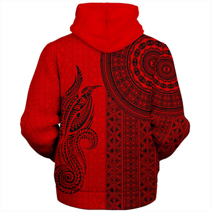 Papua New Guinea Sherpa Hoodie Tapa Pattern Half Concept