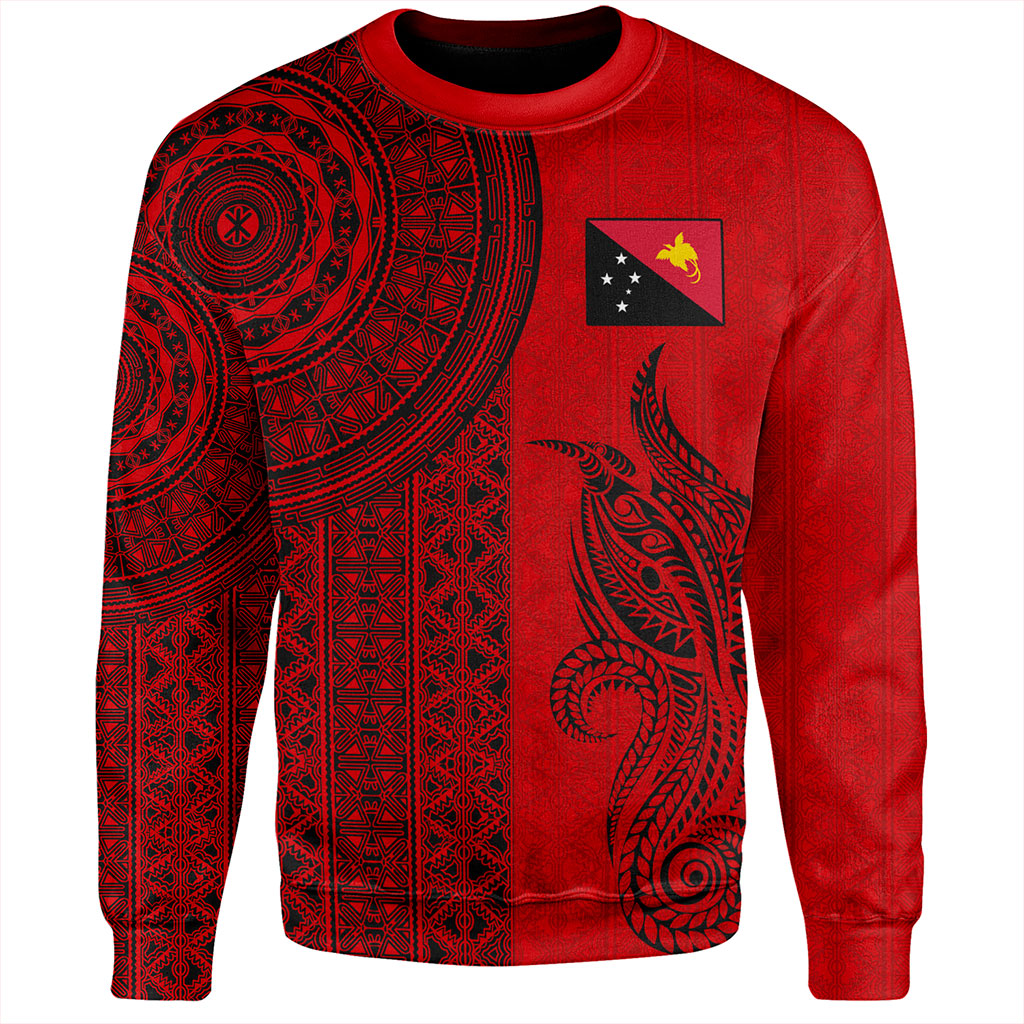 Papua New Guinea Sweatshirt Tapa Pattern Half Concept