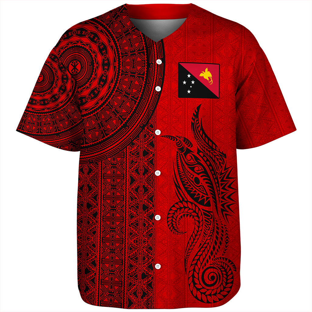 Papua New Guinea Baseball Shirt Tapa Pattern Half Concept