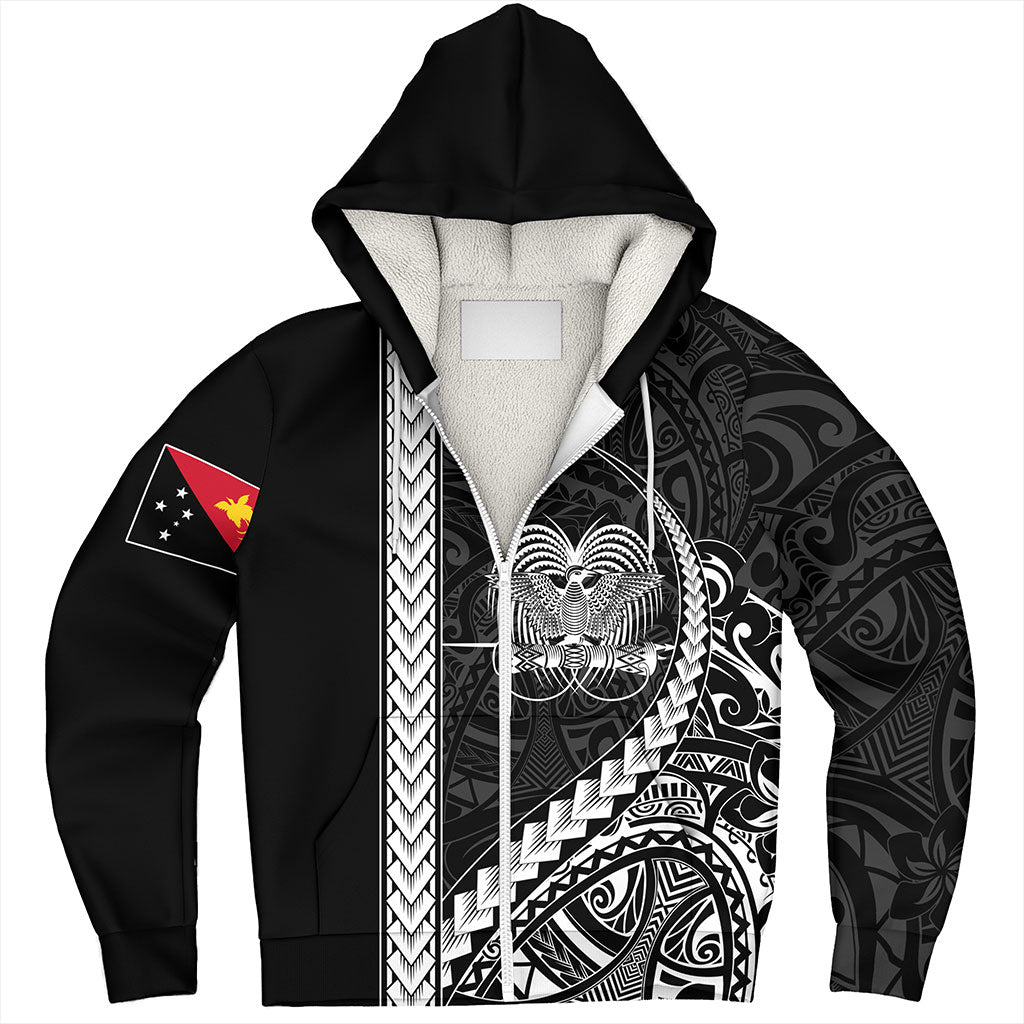 Papua New Guinea Sherpa Hoodie Tribal Melanesian Coat Of Arms