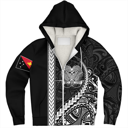 Papua New Guinea Sherpa Hoodie Tribal Melanesian Coat Of Arms