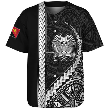 Papua New Guinea Baseball Shirt Tribal Melanesian Coat Of Arms