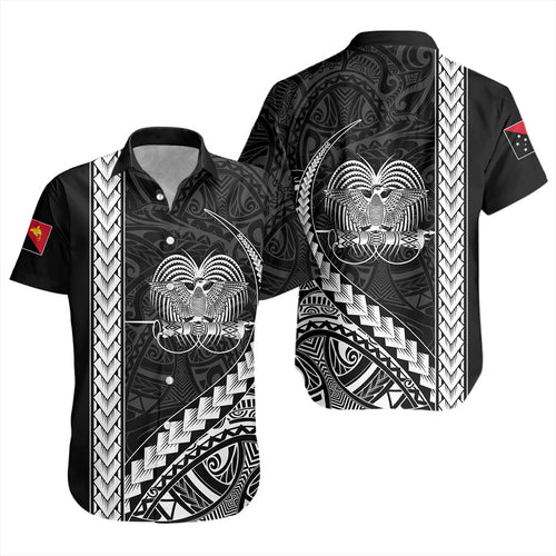 Papua New Guinea Short Sleeve Shirt Tribal Melanesian Coat Of Arms