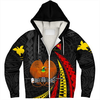 Papua New Guinea Sherpa Hoodie Tribal Wave Pattern