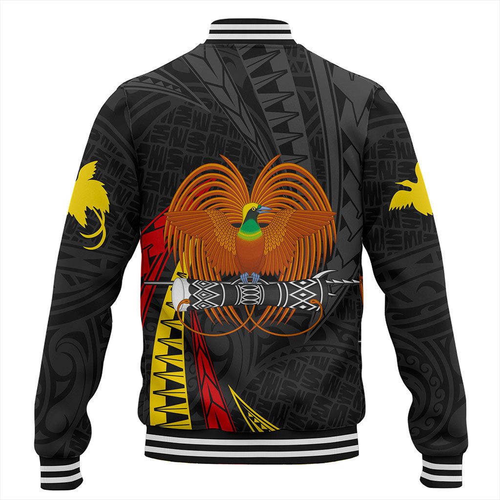 Papua New Guinea Baseball Jacket Tribal Wave Pattern