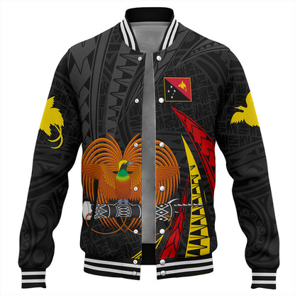 Papua New Guinea Baseball Jacket Tribal Wave Pattern