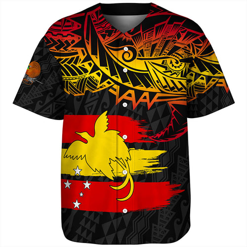 Papua New Guinea Baseball Shirt Flag Grunge Style