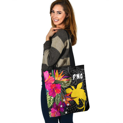 Papua New Guinea Custom Personalised Tote Bag Polynesian Hibiscus Pattern