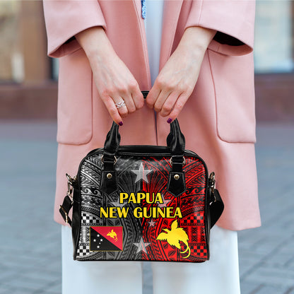 Papua New Guinea Seal With Flag Polynesian Pattern Shoulder Handbags